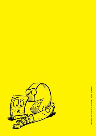 Cartaz amarelo ilustrado descartável A2  01 face – 25UND