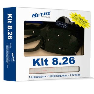 Kit Etiquetadora 8.26 8 dígitos + Etiquetas brancas (26mmx12mm)